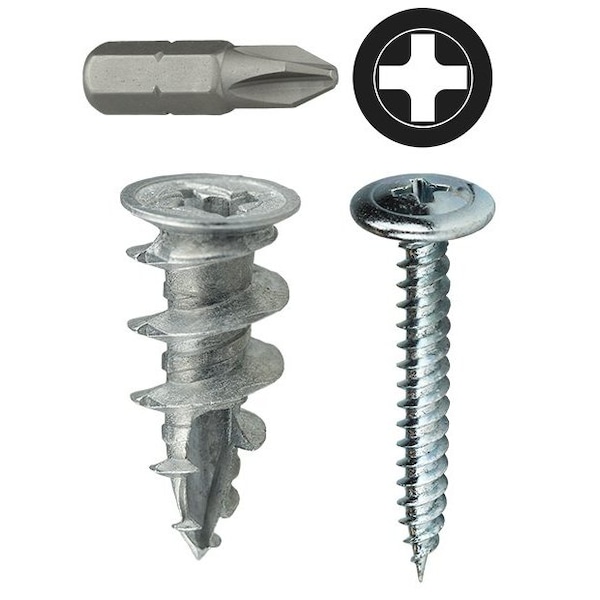 Screw Anchor, 1-1/2" L, Zamac Alloy